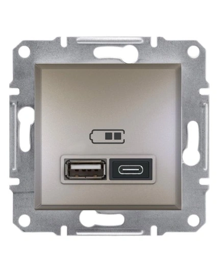 Розетка USB тип А+С 2,4А Schneider Electric Asfora EPH2700369 бронза