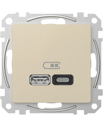 USB розетка тип A+C (45 Вт) SE Sedna Design SDD112404 бежевий