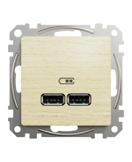 USB розетка тип A+A 2,1A Sedna Elements SE SDD180401 береза