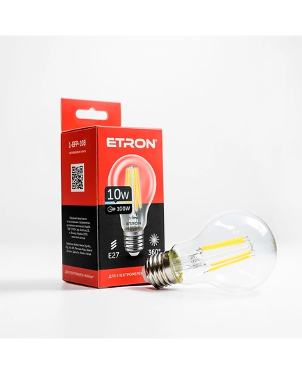 LED лампа ETRON Filament 1-EFP-108 A60 10W 4200K E27 прозрачная