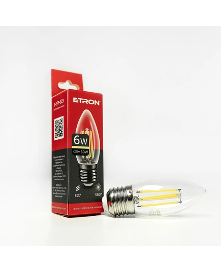 LED лампа ETRON Filament 1-EFP-123 С37 E27 6W 3000K