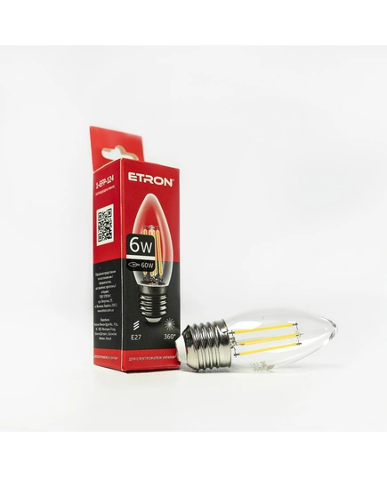 LED лампа ETRON Filament 1-EFP-124 С37 E27 6W 4200K