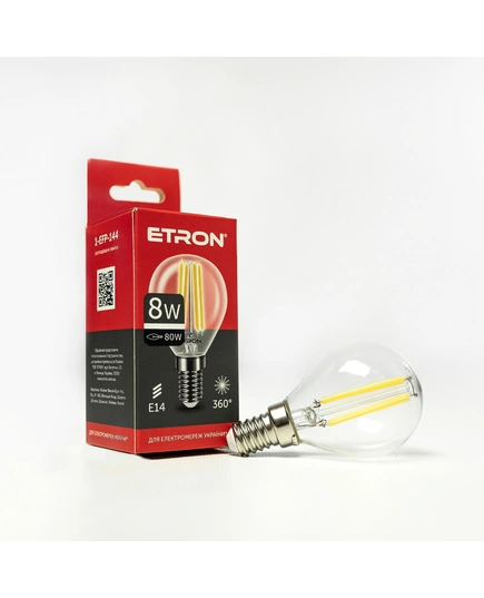LED лампа ETRON Filament 1-EFP-144 G45 E14 8W 4200K прозрачная