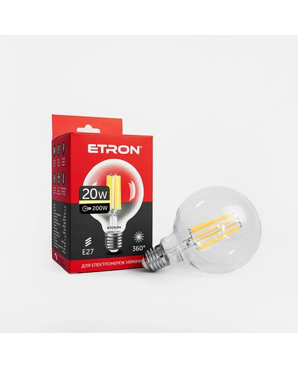 LED лампа ETRON Filament 1-EFP-171 G95 E27 20W 3000K clear glass