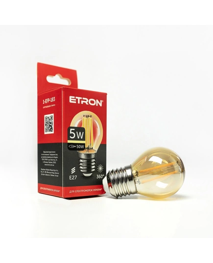 LED лампа ETRON Filament 1-EFP-183 G45 E27 5W 2700K золото