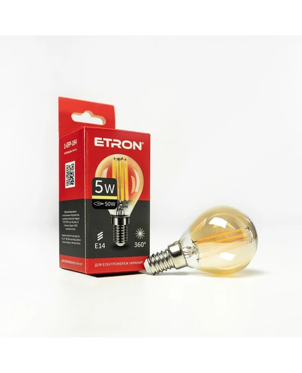LED лампа ETRON Filament 1-EFP-184 G45 E14 5W 2700K золото