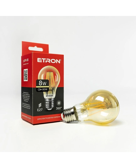 LED лампа ETRON Filament 1-EFP-185 A60 E27 8W 2700K золото