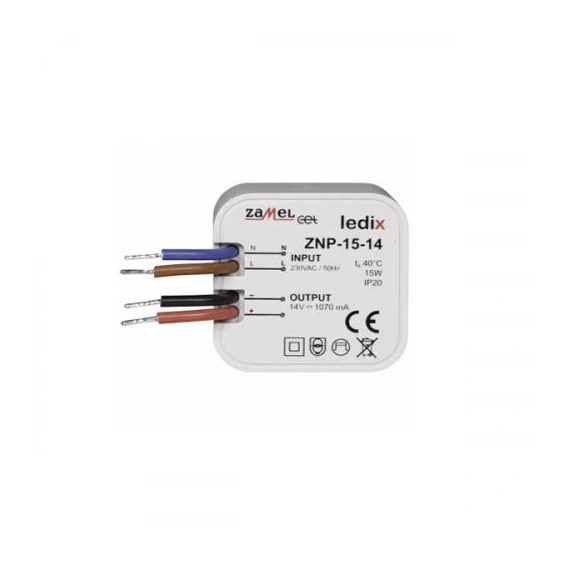 Блок питания Ledix ZNP-15-14 скрытого монтажа (в подрозетник) 14V DC/15W