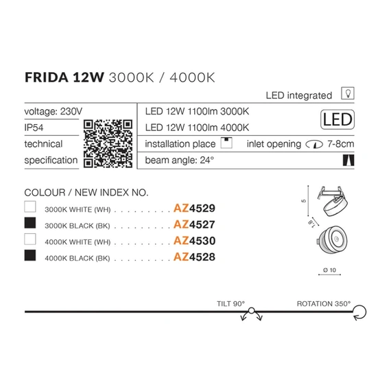 Azzardo FRIDA 12W 4000K AZ4528, зображення 2