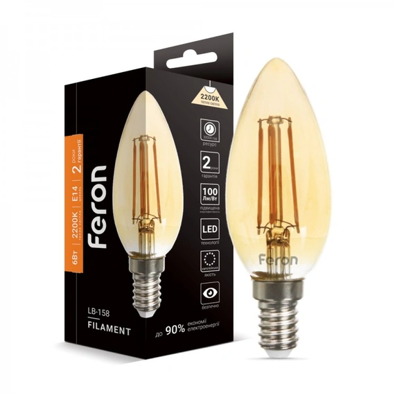 Світлодіодна лампа Feron LB-158 6Вт E14 2200K золото