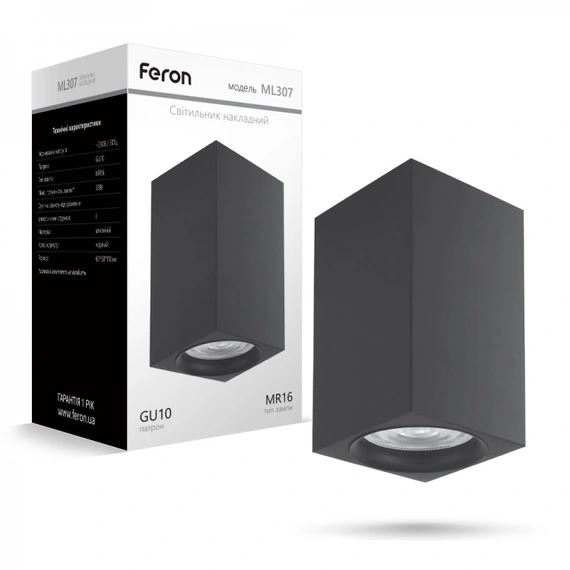 Накладной неповоротный светильник Feron ML307 черный | 40134