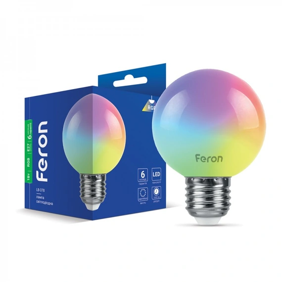 Светодиодная лампа Feron LB-378 1Вт E27 RGB 40217