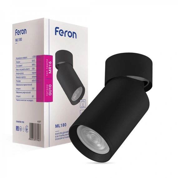 Накладной поворотный светильник Feron ML180 черный 41877