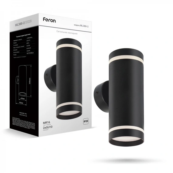 Накладной неповоротный светильник Feron ML388-2 черный | 40159