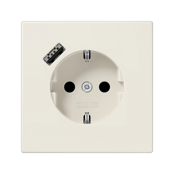 Розетка с ж/у и USB-портом типа A, JUNG LS1520-18A сл. кость