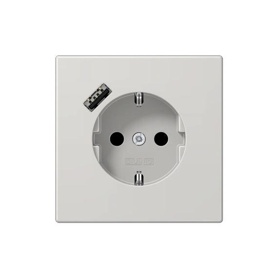 Розетка с ж/у и USB-портом типа A, JUNG LS1520-18ALG светло-серый