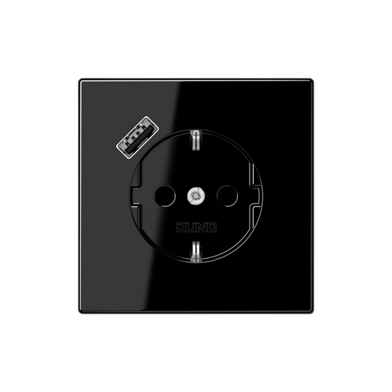 Розетка с ж/у и USB-портом типа A, JUNG LS1520-18ASW черный