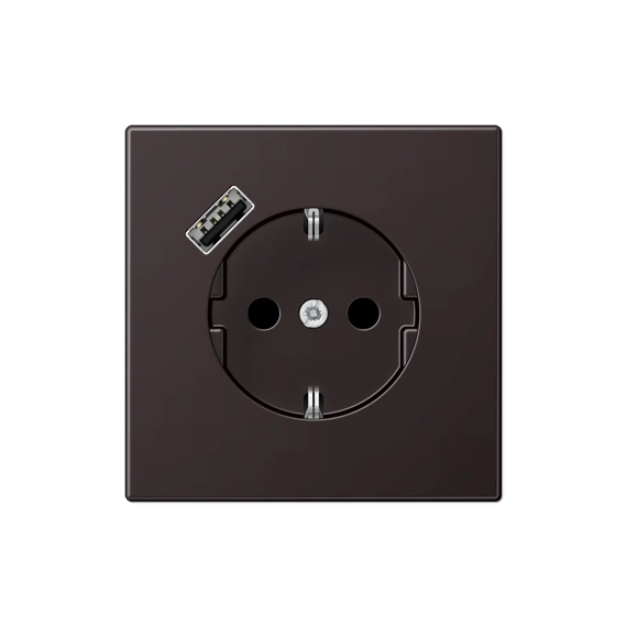 Розетка із з/к та USB-портом типу A, JUNG AL1520-18AD Dark