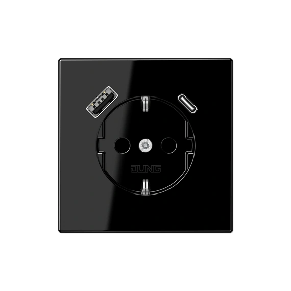 Розетка ж/у USB тип A + USB тип C, JUNG LS1520-15CASW черный