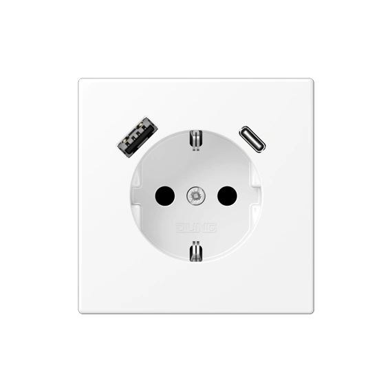 Розетка з з/к та USB тип A + USB тип C, JUNG LS1520-15CAWWM біло-матовий