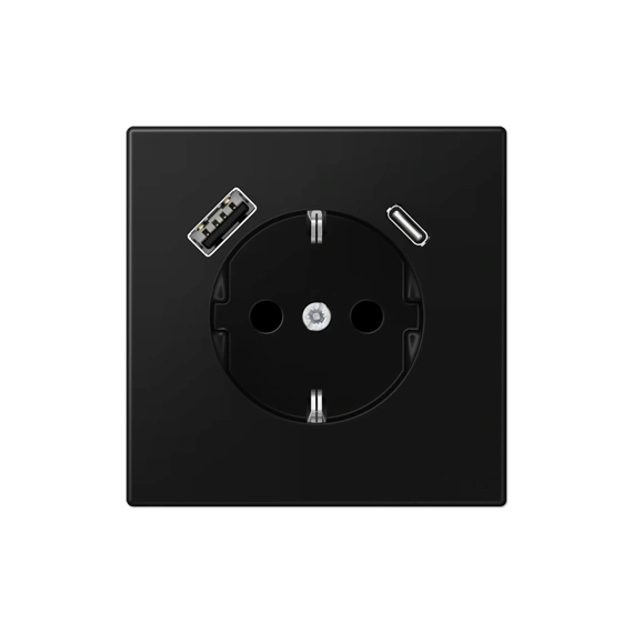 Розетка ж/у USB тип A + USB тип C, JUNG LS1520-15CASWM черный графит матовый