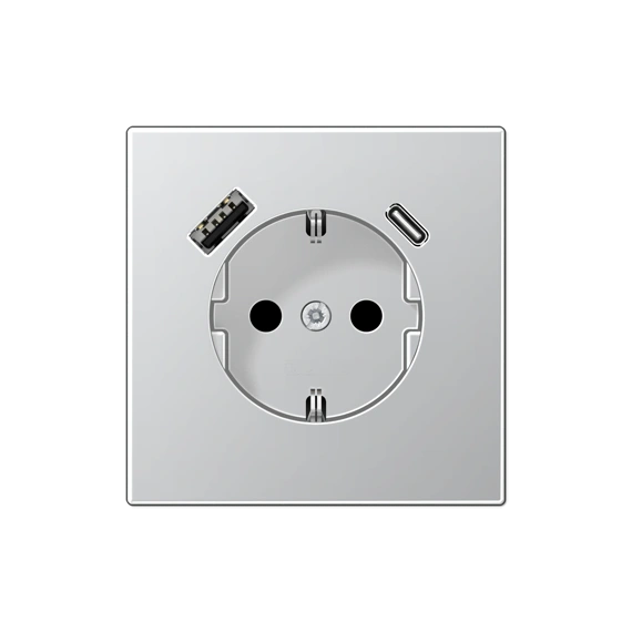Розетка ж/у USB тип A + USB тип C, JUNG AL1520-15CA Алюминий