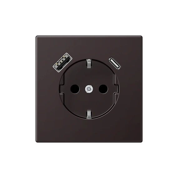 Розетка с ж/у USB тип A + USB тип C, JUNG AL1520-15CAD Dark