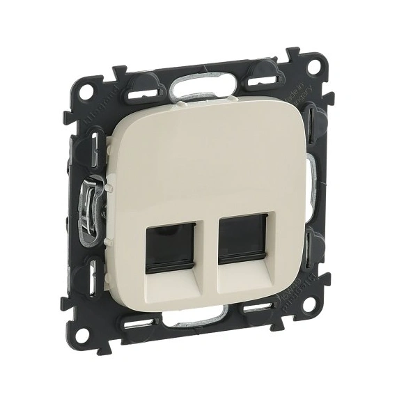 Розетка комп'ютерна підвійна RJ45 UTP 6 cat., Valena Allure, колір слонова кістка