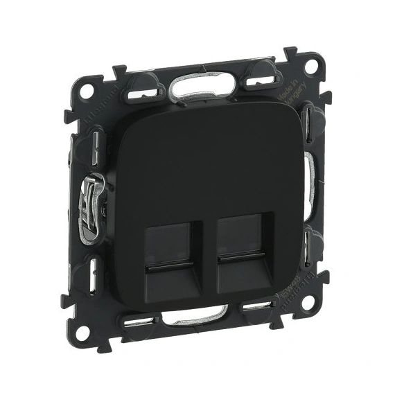 Розетка комп'ютерна підвійна RJ45 UTP 6 cat., Valena Allure, колір антрацит