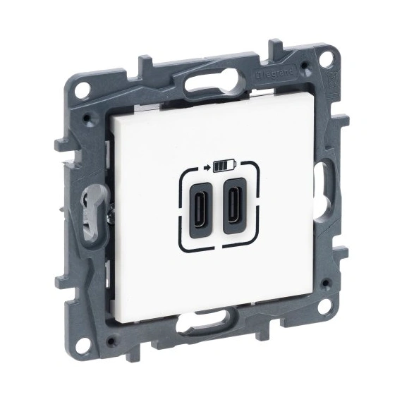 Розетка USB Тип С+C 15 Вт 5 В Legrand NILOE STEP 863139 колір білий