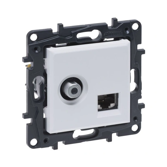 Розетка комбінована TV тип F та RJ45 CAT6 UTP Legrand NILOE STEP 863177 колір білий