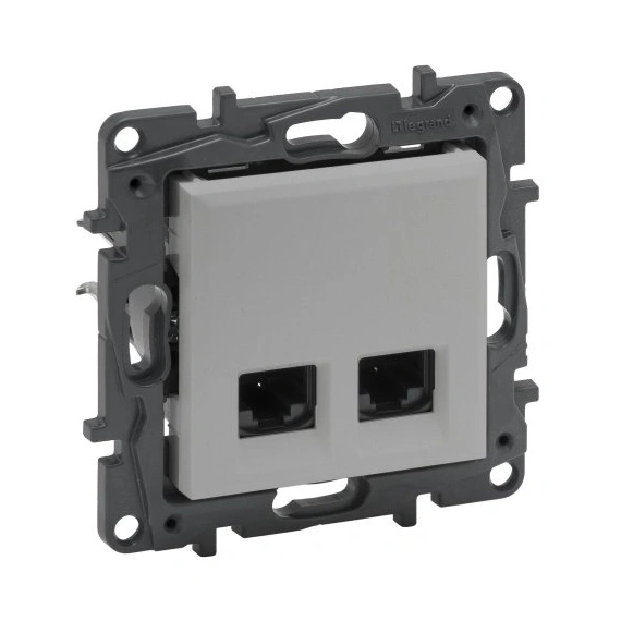 Розетка компьютерная 2XRJ45 CAT5e UTP Legrand NILOE STEP 863360 цвет алюминий