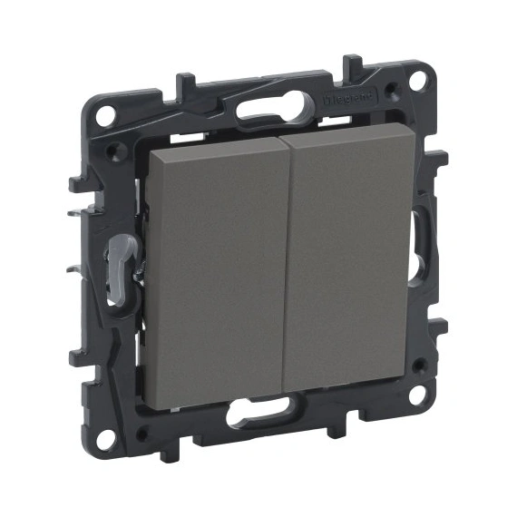 Переключатель 2-кл 10А клеммы Legrand NILOE STEP 863408 цвет cталь