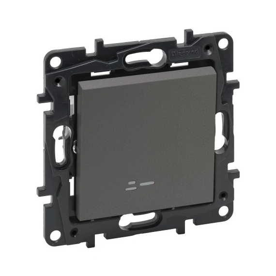 Переключатель 1-кл с подсветкой 10А клеммы Legrand NILOE STEP 863416 цвет cталь