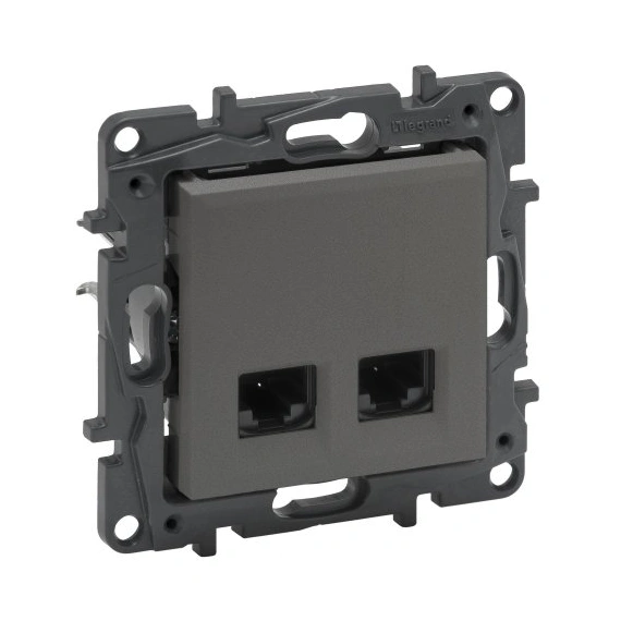 Розетка компьютерная 2XRJ45 CAT6 FTP Legrand NILOE STEP 863462 цвет cталь
