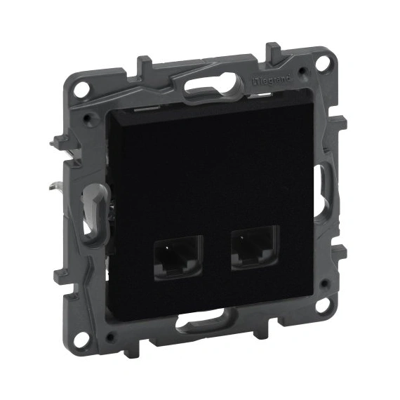 Розетка комп'ютерна 2XRJ45 CAT5e UTP Legrand NILOE STEP 863560 колір чорний