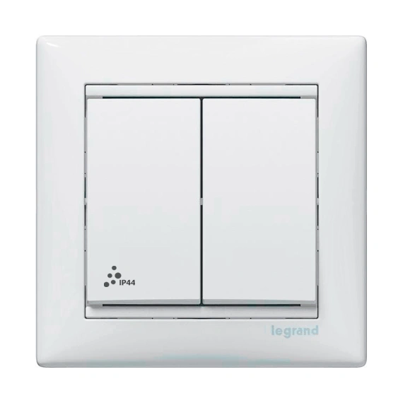 Переключатель 2-клавишный IP-44 Legrand Valena 770098, цвет белый