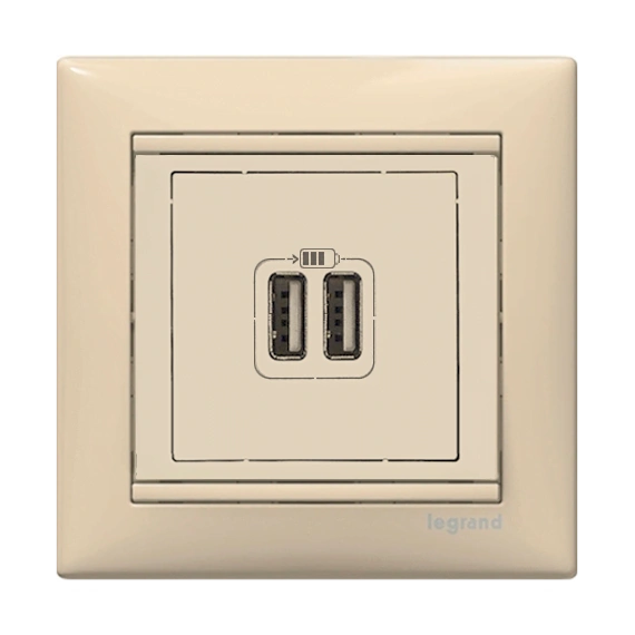 Розетка USB (2 выхода) Valena Legrand 774170, цвет слоновая кость