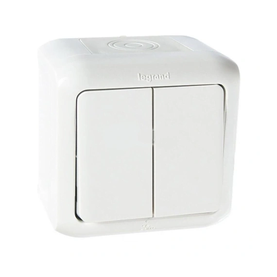 Выключатель накладной IP44 2-клавишный, Forix™ 782362, цвет белый