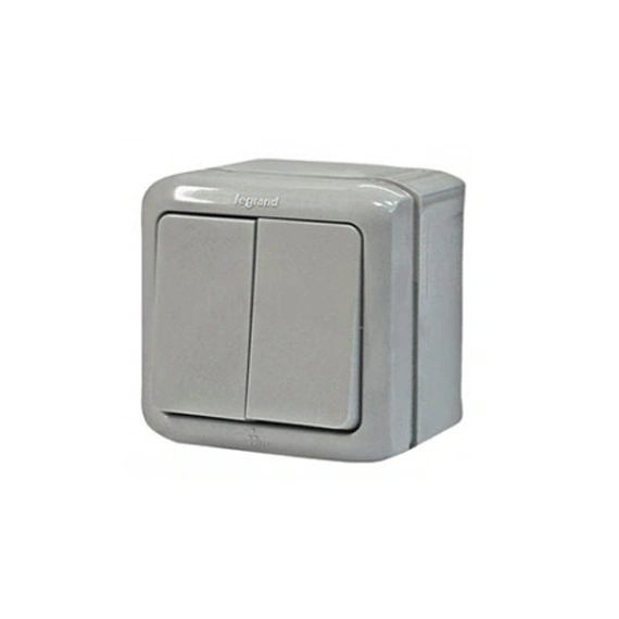 Вимикач накладний 2-клавішний IP44, Forix™ 782382, колір сірий