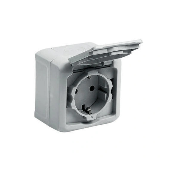 Розетка із заземленням IP44 Forix™ 782393, колір сірий