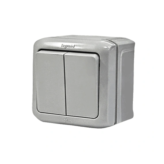 Перемикач накладний 2-клавішний IP44, Forix™ 782381, колір сірий