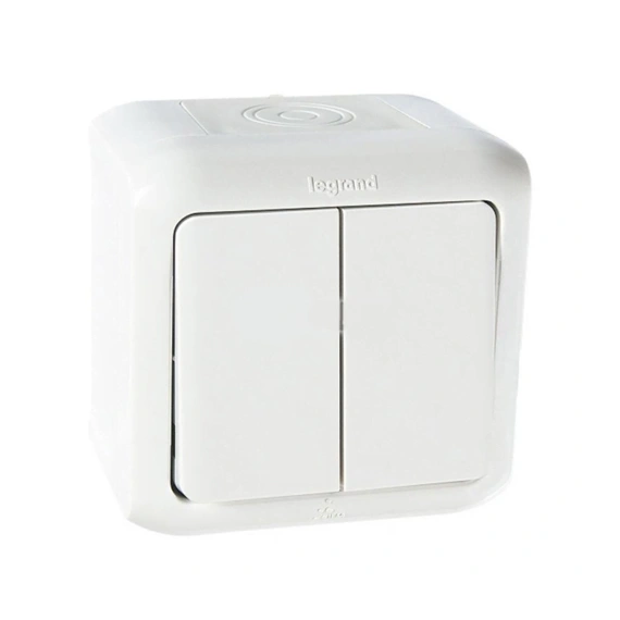 Переключатель накладной 2-клавишный IP44, Forix™ 782361, цвет белый