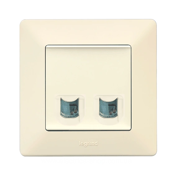 Розетка компьютерная двойная RJ45 UTP 5cat., Valena Life, цвет слоновая кость
