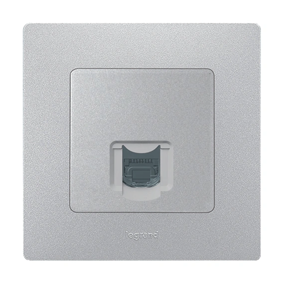 Розетка компьютерная 1-я UTP RJ45, 5Е-категория Legrand – «Etika» цвет алюминий