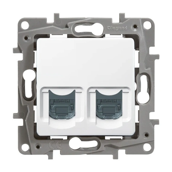 Розетка інтернет підвійна RJ-45, UTP, кат. 5E, Legrand Etika (білий)