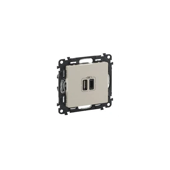 Розетка с двумя USB-разъемами тип A+ тип C 240V/5V 3000мА Legrand Valena Life 753206 цвет слоновая кость