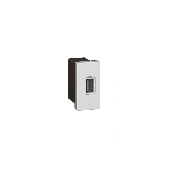 Розетка USB для заряджання 1 мод. Mosaic 79391 колір алюміній