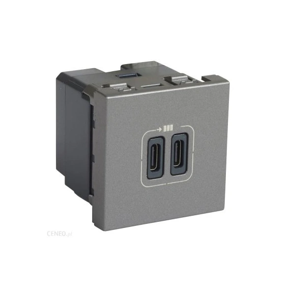 Розетка USB-Cх2 3,0A 15Вт 2 модулі MOSAIC 79390 колір алюміній
