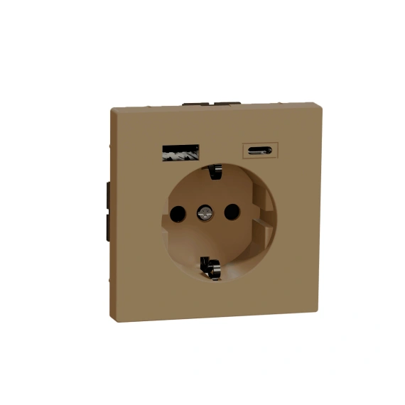 Розетка ж/к (16А) и USB A+C (3A) Merten D-Life, Шампань